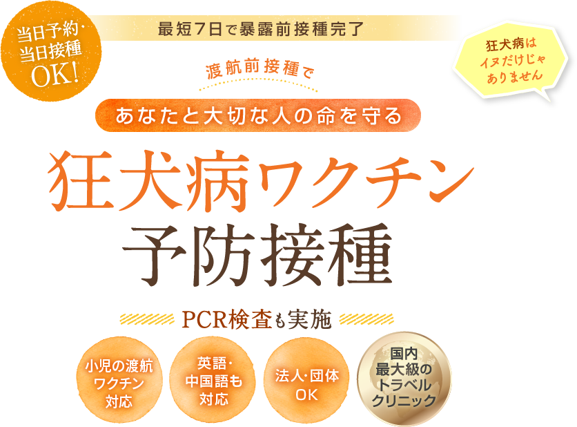 最短7日で暴露前接種完了　あなたと大切な人の命を守る狂犬病ワクチン予防接種